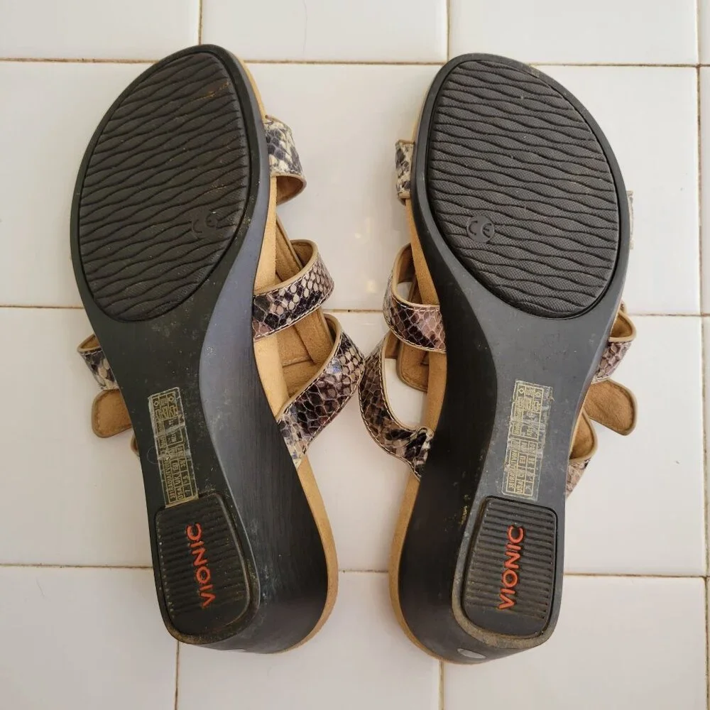 Vionic 7 Snakeskin Print Wedge Sandals RADIA‎ Open Toe Summer Cruise Vacation - Picture 2 of 8